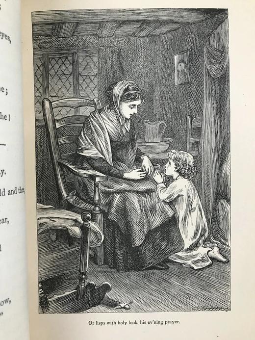 特装本！约19世纪后期 坎贝尔诗集 9幅版画插图 全真皮精装36开 商品图7