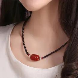 TZW-红玛瑙吊坠女项链民族风长款毛衣链 商品图11