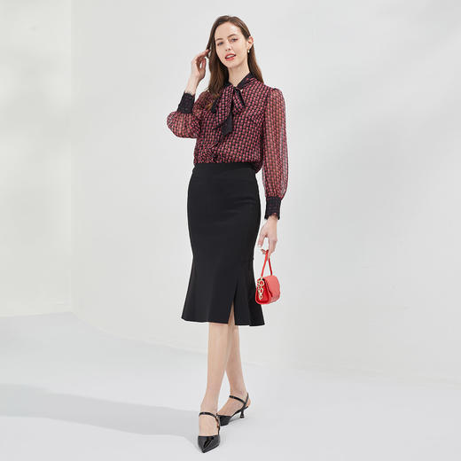 RE2A3斯尔丽瑟俪2021夏季上新气质飘带蝴蝶结八分袖女士衬衫 商品图3