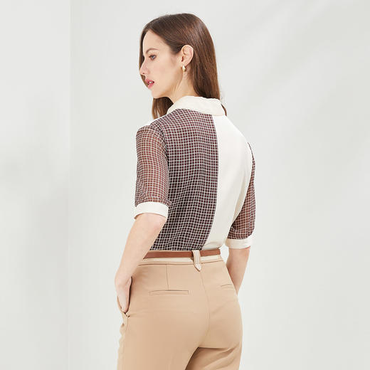 RF2A1斯尔丽瑟俪夏季新品左右不对称撞色衬衫 商品图1