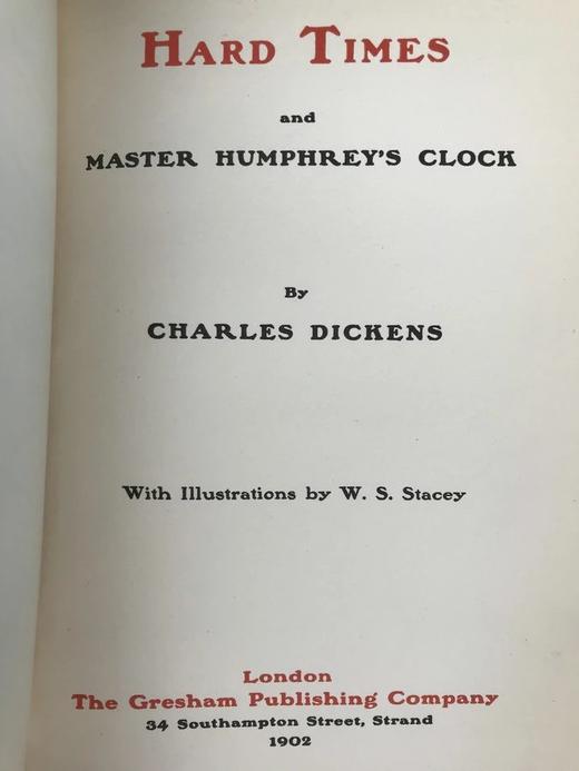 1902年 狄更斯《艰难时世》《汉普雷老爷的钟》 配精美插图 漆布精装大32开 商品图2