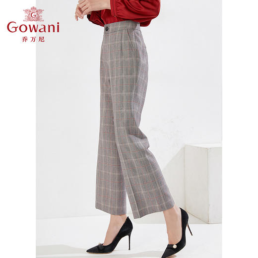 乔万尼早春新款格纹长裤气质西装裤英伦风微喇直筒裤EI3F178 商品图2