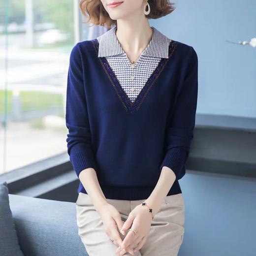 FCY-SG-F1103秋装翻领洋气外穿针织短款打底衫 商品图2