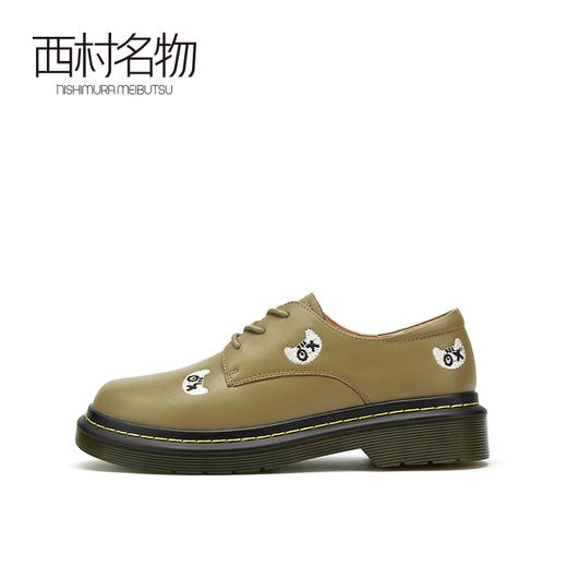 西村名物2021秋季新款松糕厚底大头复古英伦风系带小皮鞋女X21CM33011 商品图1