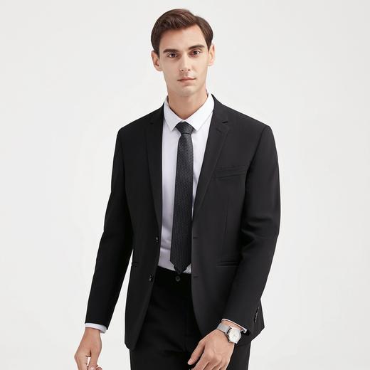【含羊毛】柒牌西服男士套装毛料套西商务休闲正装两件套黑色礼服	121C70500 商品图1
