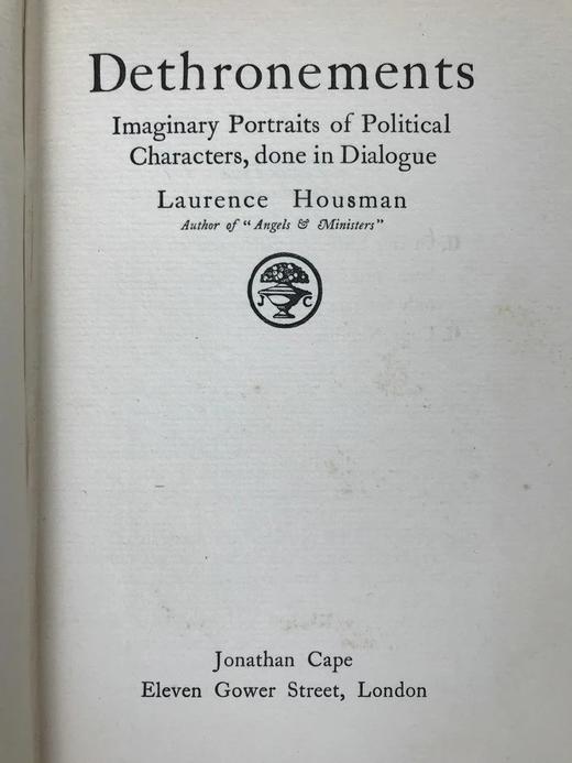 限量750册 1922年 劳伦斯·霍斯曼对话体政治小说《废黜》 漆布脊精装32开 商品图3