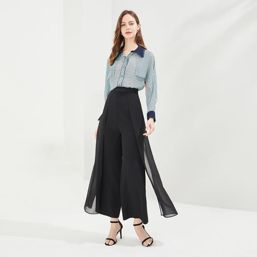 QE22A斯尔丽瑟俪2021年秋季上新撞色蝙蝠袖碎花衬衫 商品图3