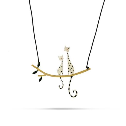 北京仓｜Kiss the Frog-Cat-坐在树上的情侣猫 项链［希腊设计师］ 商品图0
