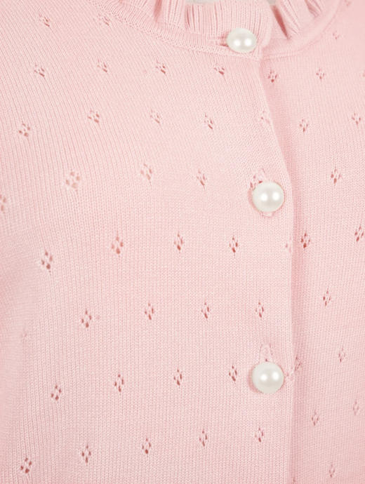 TYNVIE 花边肩饰圆领针织开衫-粉色 商品图6