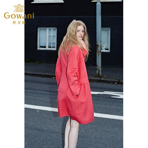 【实物无毛领】乔万尼冬季撞色双面呢羊毛大衣保暖简约设计款中长款无毛领E154A239 商品图1