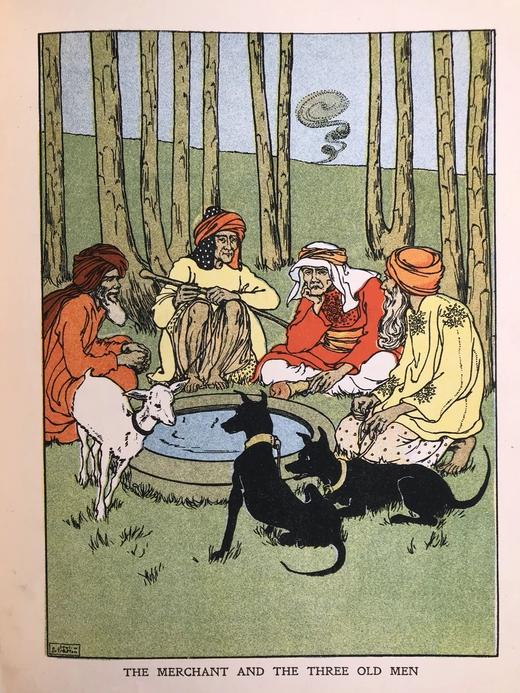 约20世纪早期 天方夜谭故事集 海伦·斯特拉顿数十幅插图（含多幅彩色） 漆布精装16开 商品图11