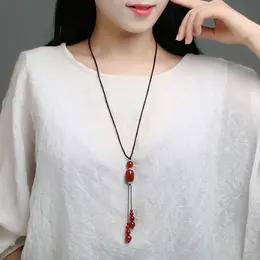 TZW-红玛瑙吊坠女项链民族风长款毛衣链 商品图13