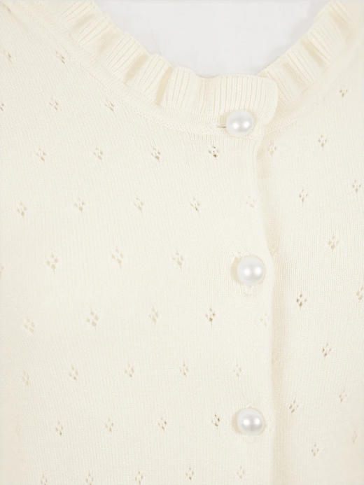 TYNVIE 花边肩饰圆领针织开衫-象牙白 商品图4