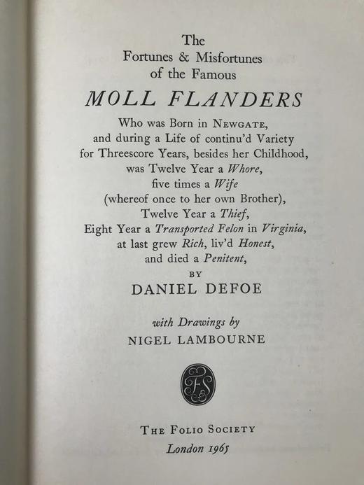 笛福《摩尔·弗兰德斯》 奈杰尔·兰伯恩插图 精装18开带书匣 商品图3