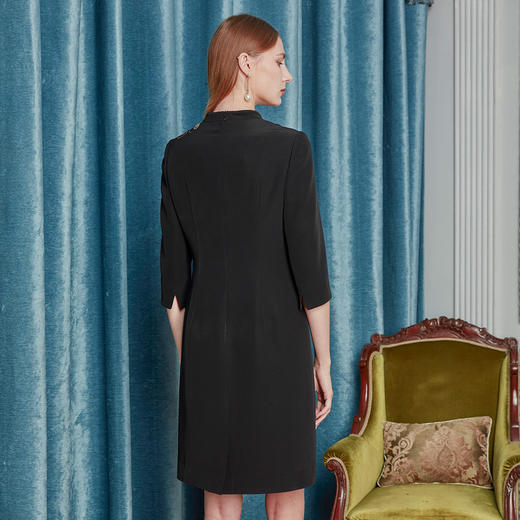 LA805斯尔丽2021年夏季上新奢华半高领显瘦气质大方礼服连衣裙 商品图1