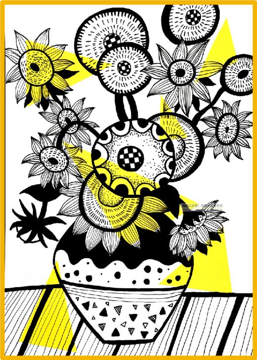7-9岁线描创意画《线描趣画向日葵》梵高/艺术家大师艺术课【自动发货：下单后，点击手机短信中收到的链接，即可获取文件下载的链接；如有任何问题，可添加客服微信hm33268获得帮助】 商品图0