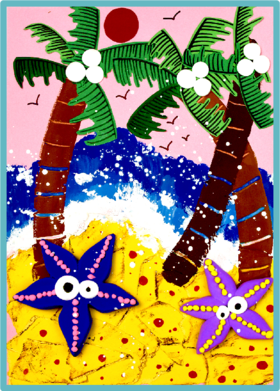 8-9岁综合创意画《海边美景》【自动发货：下单后，点击手机短信中收到的链接，即可获取文件下载的链接；如有任何问题，可添加客服微信hm33268获得帮助】
