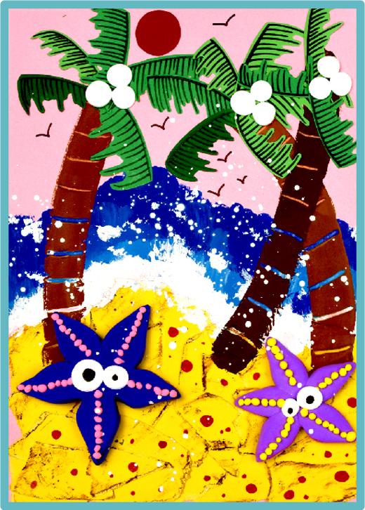 8-9岁综合创意画《海边美景》【自动发货：下单后，点击手机短信中收到的链接，即可获取文件下载的链接；如有任何问题，可添加客服微信hm33268获得帮助】
 商品图0