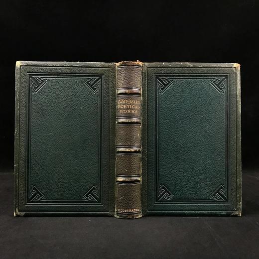 特装本！约19世纪后期 坎贝尔诗集 9幅版画插图 全真皮精装36开 商品图0