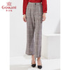 乔万尼早春新款格纹长裤气质西装裤英伦风微喇直筒裤EI3F178 商品缩略图1
