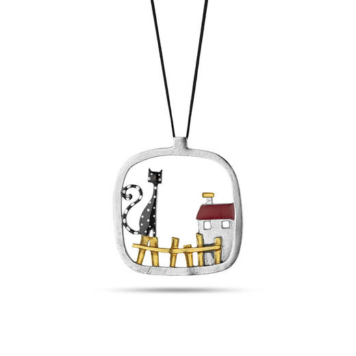 北京仓｜Kiss the Frog-Cat-等你回家的花猫 项链［希腊设计师］ 商品图0