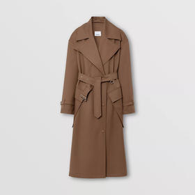 【二】BURBERRY 巴宝莉 女士口袋细节羊毛束带大衣 棕色 8038930 A7404