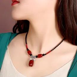 TZW-红玛瑙吊坠女项链民族风长款毛衣链 商品图0