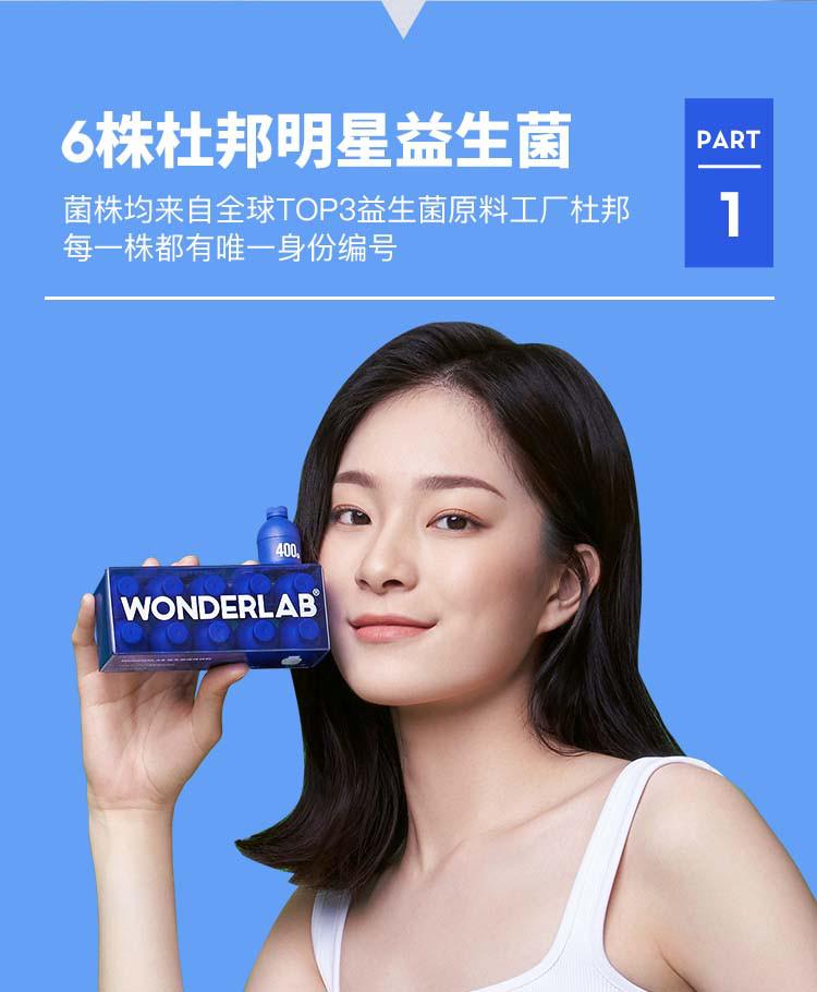 wonderlab益生菌小蓝瓶 6株明星益生菌 逐个靶击肠道问题 排出垃  