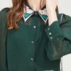 QE21A斯尔丽瑟俪2021夏季上新女士休闲宽松双领钉珠长袖衬衫 商品缩略图4