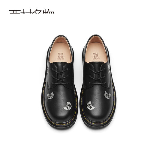 西村名物2021秋季新款松糕厚底大头复古英伦风系带小皮鞋女X21CM33011 商品图2