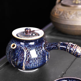 曜变天目泡茶壶单壶大号侧把壶带过滤陶瓷功夫茶具复古单个