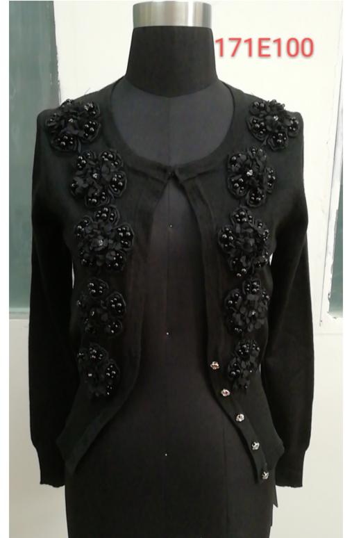 黑色针织开衫上衣--171E100 商品图0