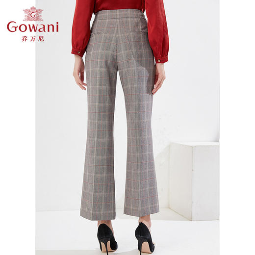 乔万尼早春新款格纹长裤气质西装裤英伦风微喇直筒裤EI3F178 商品图3