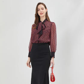 RE2A3斯尔丽瑟俪2021夏季上新气质飘带蝴蝶结八分袖女士衬衫