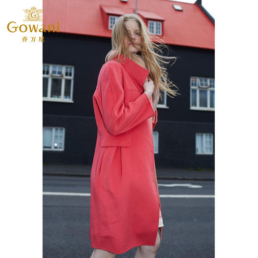 【实物无毛领】乔万尼冬季撞色双面呢羊毛大衣保暖简约设计款中长款无毛领E154A239 商品图3