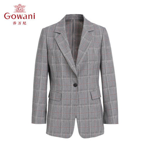 乔万尼春季新款西装外套通勤气质格纹英伦风收腰一粒扣EI3B179 商品图4