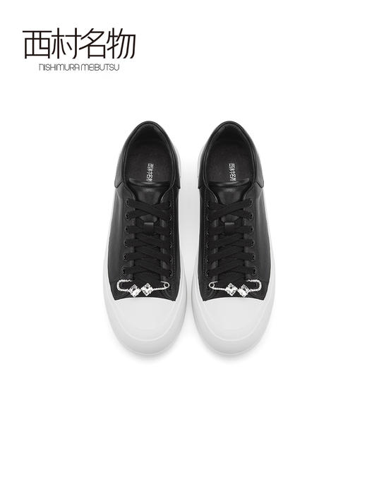 西村名物2021秋季新款小白鞋女夏帆布鞋板鞋厚底一脚蹬薄款X21CM33131 商品图2