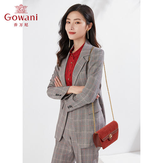 乔万尼春季新款西装外套通勤气质格纹英伦风收腰一粒扣EI3B179 商品图2