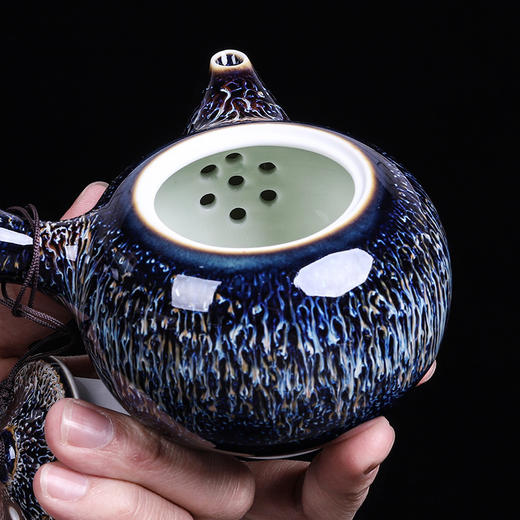曜变天目泡茶壶单壶陶瓷大号铁胎提梁壶过滤单个纯手工侧把壶 商品图3
