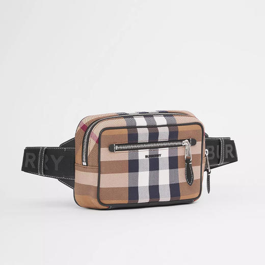 BURBERRY 巴宝莉 男士格纹棉质帆布拼皮革腰包 棕色 8042038 A8773 商品图1