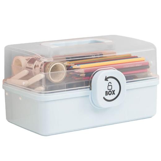 开学季福利！【文具收纳盒】大容量三层折叠收纳工具箱大小号三层多功能双层绘画素描透明铅笔盒儿童学生画箱手提便携文具箱美术生专用整理收纳盒子 商品图4