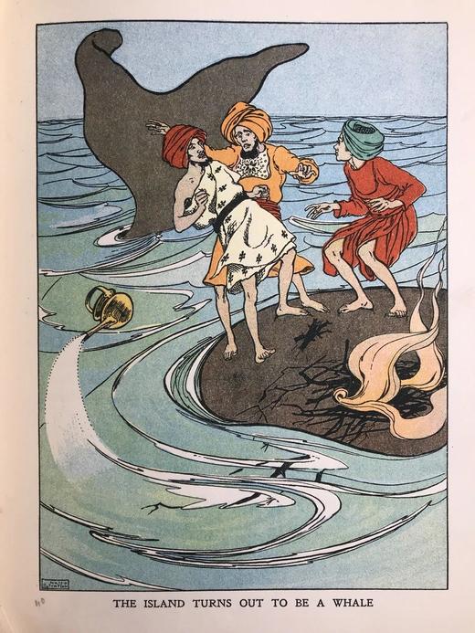 约20世纪早期 天方夜谭故事集 海伦·斯特拉顿数十幅插图（含多幅彩色） 漆布精装16开 商品图9