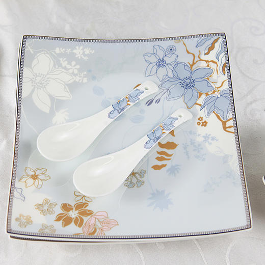 凡瑞斯醉花瑶10人用48头骨瓷套装餐具礼盒送礼 商品图5