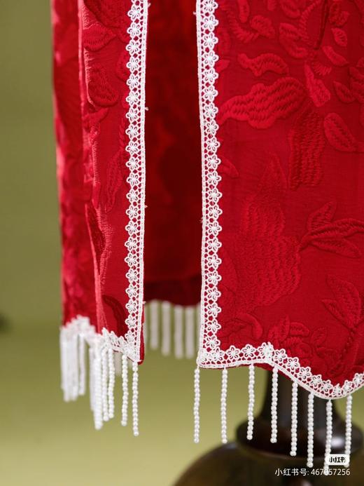 荷言HEYEN 当户理红妆 玫瑰红真丝乔其绣花面料 商品图7