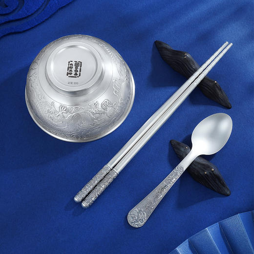 子佩集S999银【龙飞凤舞】碗筷勺摆件套装【CJ321-10】【BX0460596-2】【BX0460596-3】2108 商品图6