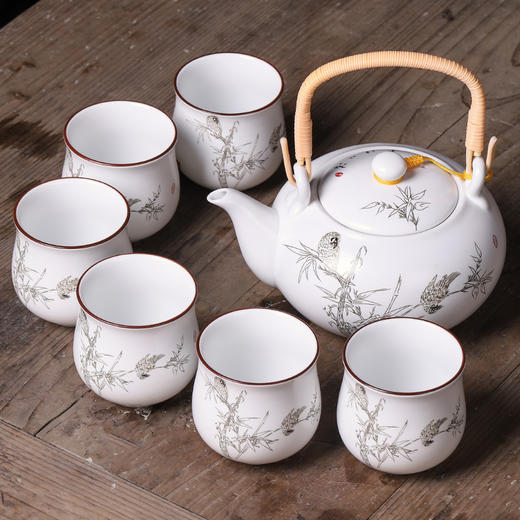 陶瓷提梁壶茶壶大号大容量套装家用客厅茶杯中式中国风功夫茶具 商品图0