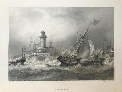 1842年 英国沿海风景版画集（卷1） 约60余幅插图 漆布精装16开 商品图4