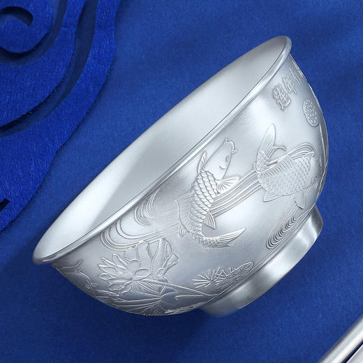 子佩集S999银【莲连有余】碗筷勺摆件套装【BX0460596-4】2108 商品图2