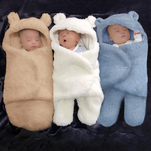 【母婴】 羊羔绒秋冬抱被 婴儿保暖抱毯 初生宝宝抱被 商品图3
