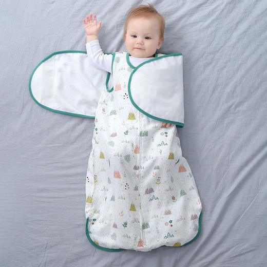 【母婴】婴儿童纱布竹棉襁褓睡袋宝宝包被新生儿抱被婴幼儿防踢被 商品图0